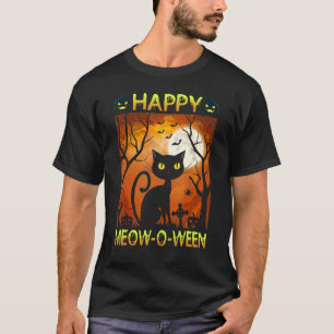 Camiseta Happy Meow O N Halloween Costume Black Cat Assusta
