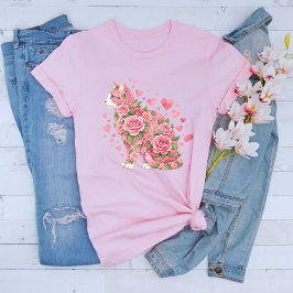Camiseta Happy Meowentine's Day Cat Valentines Day Floral