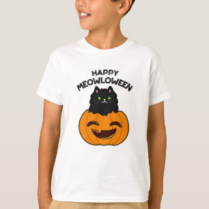 Camiseta Happy Meowloween Dia de as Bruxas engraçado Pun