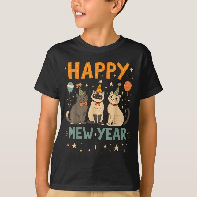 Camiseta Happy Mew Year Cat Party  (Frente)