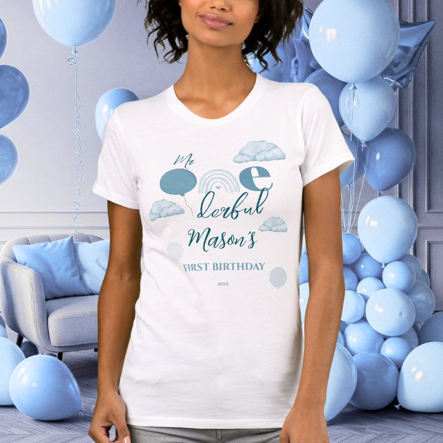 Camiseta Happy Mom Blue Mr Onederful Cloud First Birthday (Criador carregado)