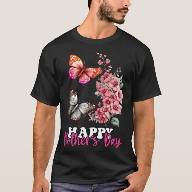 Camiseta Happy Mother s Day 2023 Mothers Day Butterfly Mom  (Frente)