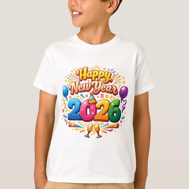 Camiseta Happy New Year 2026 Celebration – Festive Firework (Frente)