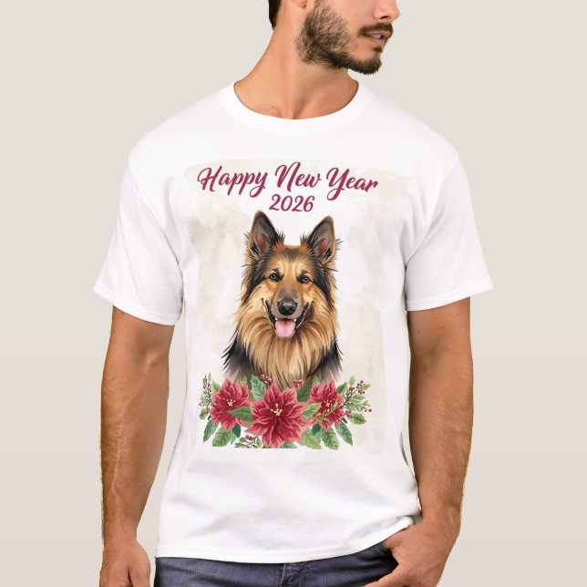 Camiseta Happy New Year 2026 Dog Lover (Frente)