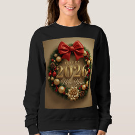 Camiseta happy new year 2026 festive wreath hoodie