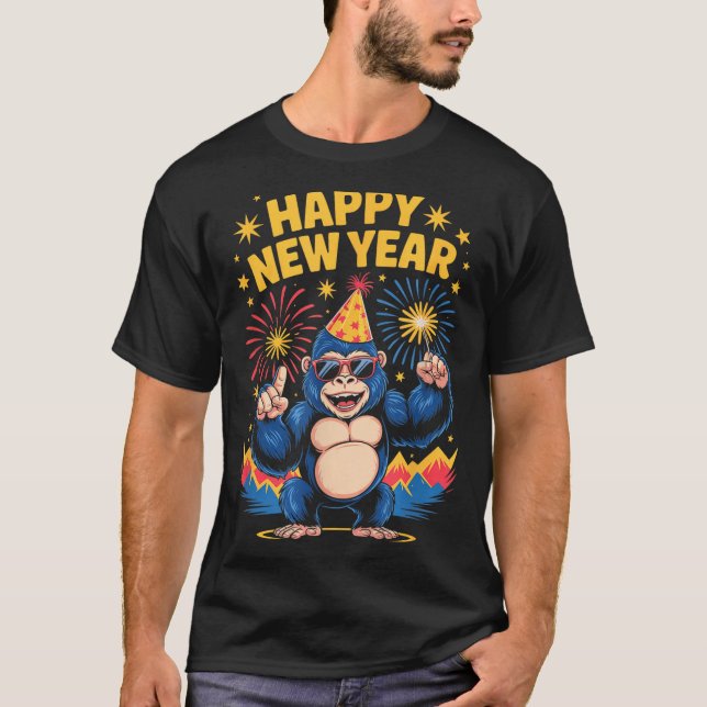 Camiseta Happy New Year 2026 Funny Kids Bigfoot Lovers Part (Frente)