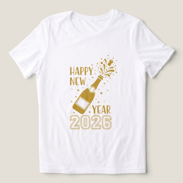 Camiseta  Happy New Year 2026 Glitter Tee for Women (Design frontal)