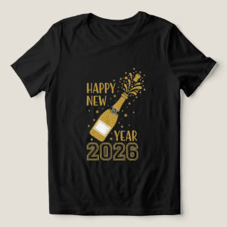 Camiseta Happy New Year 2026 Glitter Tee for Women