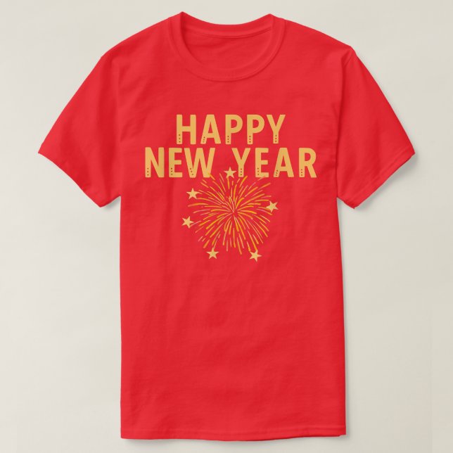 Camiseta Happy New Year Big Bold Fireworks Celebrate Party  (Frente do Design)