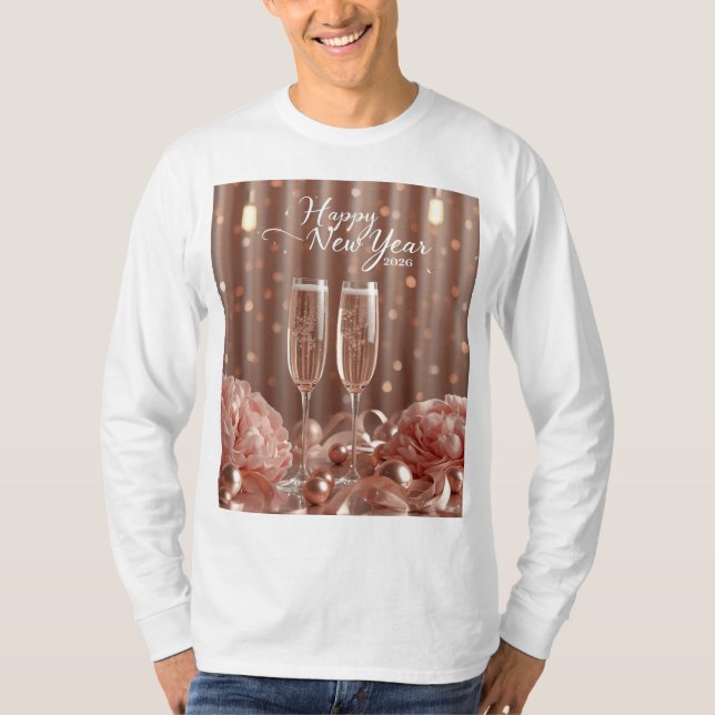 Camiseta happy new year champagne glow long sleeve (Frente)
