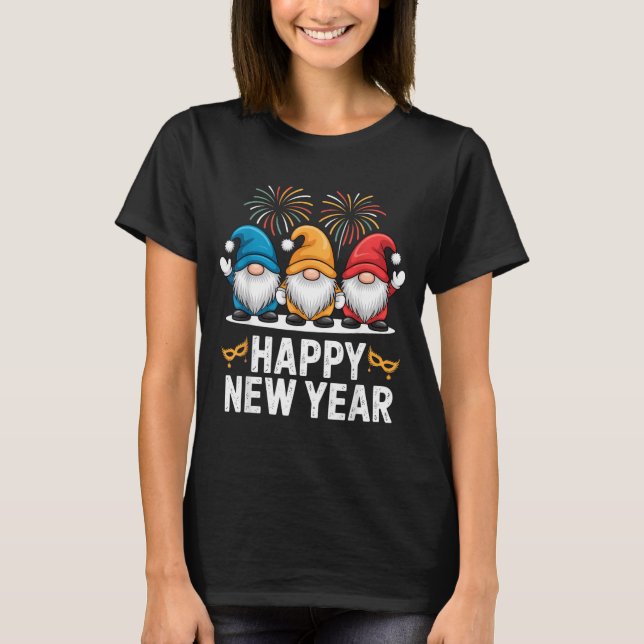 Camiseta Happy New Year Gnomes For Party Lovers And Festive (Frente)