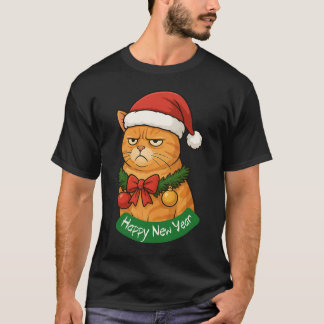 CAMISETA HAPPY NEW YEAR, MEOWY CHRISTMAS, MERRY XMAS