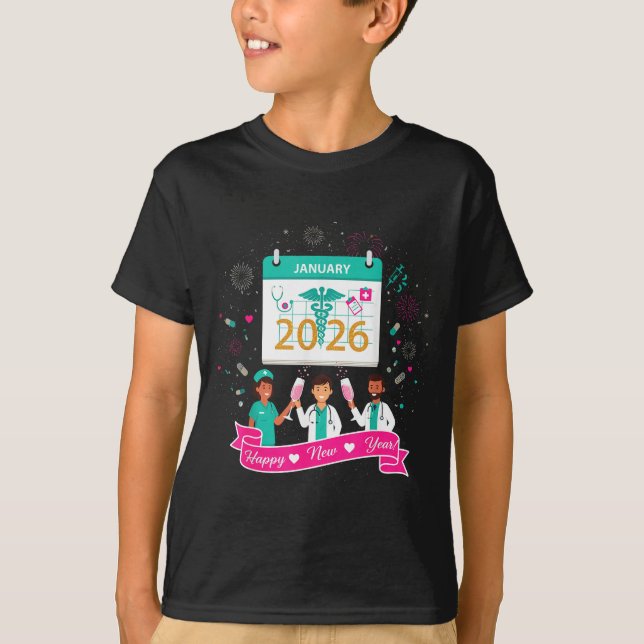 Camiseta Happy New Year Nurse Shirt; Cute Medical Staff 202 (Frente)