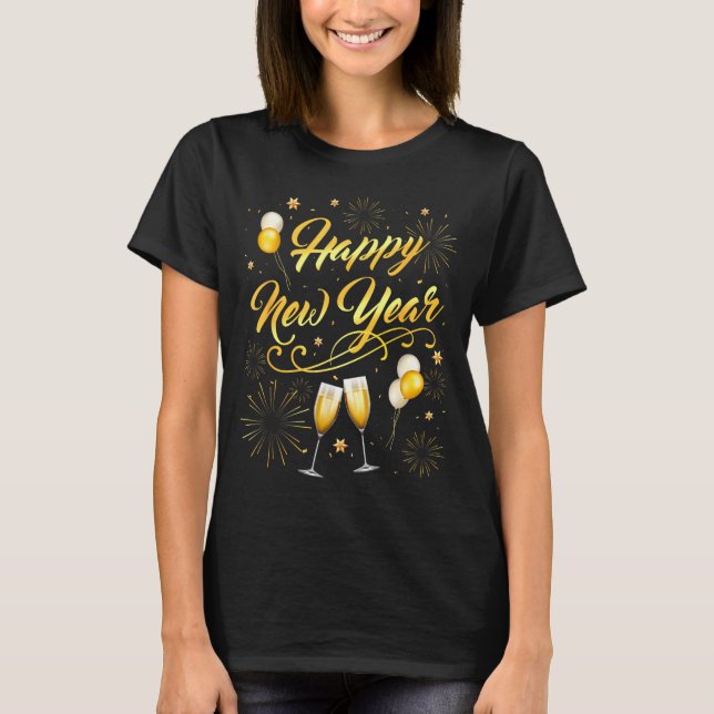 Camiseta Happy New Year Party 2026 Ballon Family Matching  (Frente)