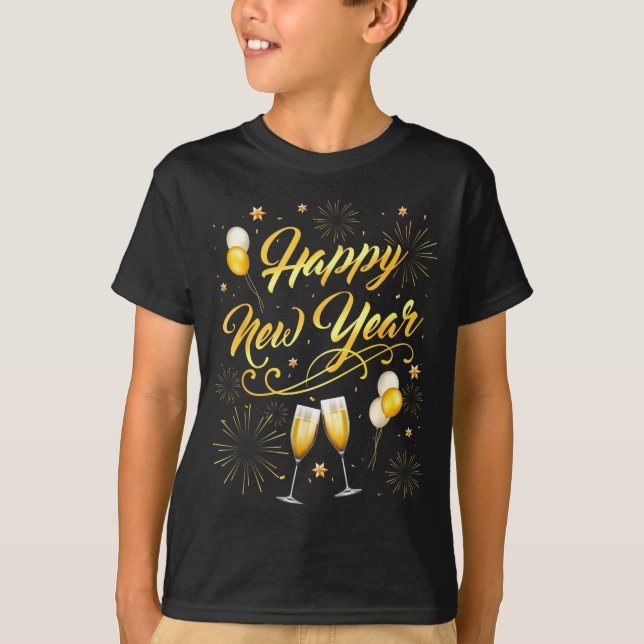 Camiseta Happy New Year Party 2026 Ballon Family Matching  (Frente)