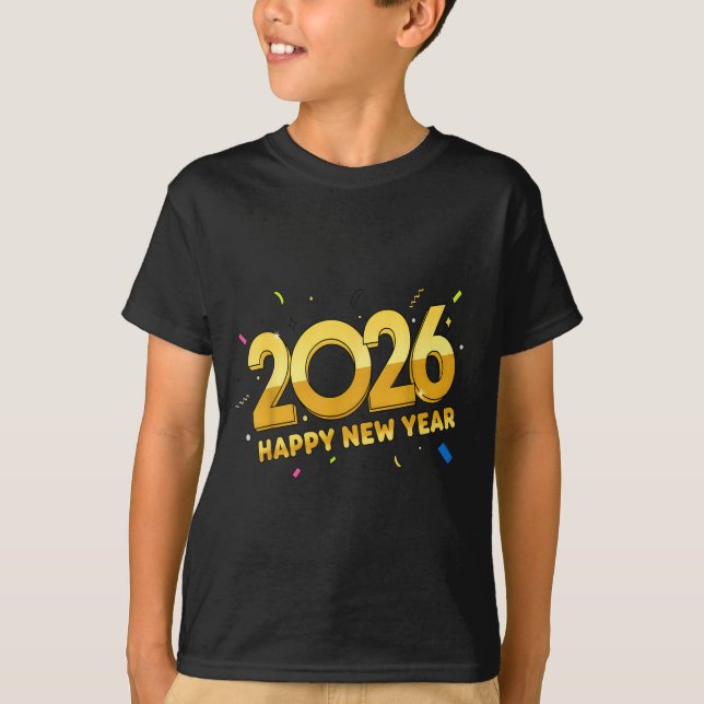 Camiseta Happy New Year Party 2026 Ballon Family Matching M (Frente)