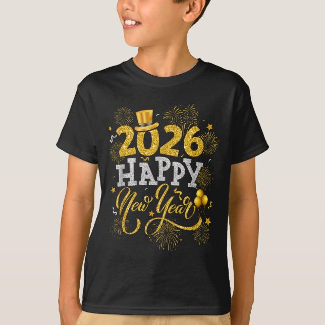 Camiseta Happy New Year Party 2026 Fireworks Family Matchin (Frente)