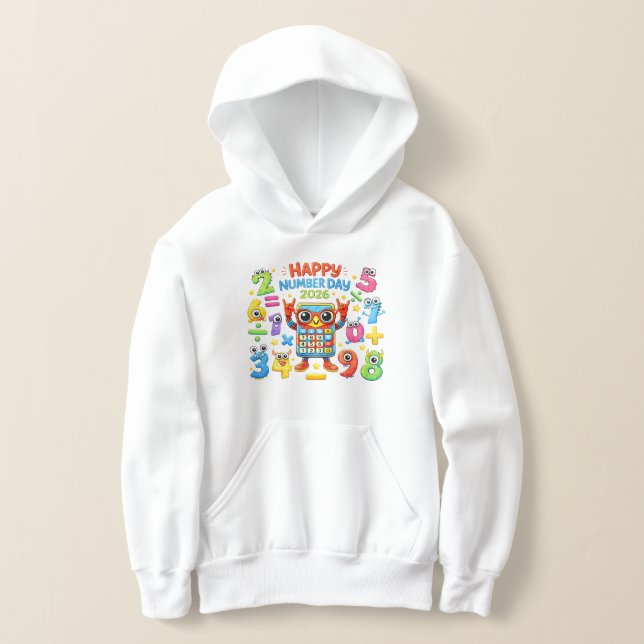 Camiseta Happy Number Day Cute Maths Hoodie for Kids (Postura )