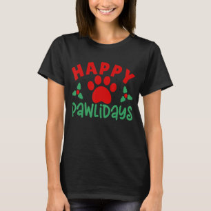 Camiseta Happy Pawlidays Design para o Espírito de Férias P