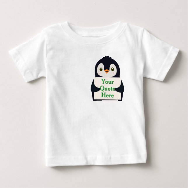 Camiseta Happy penguin holding a sign to personalize (Frente)
