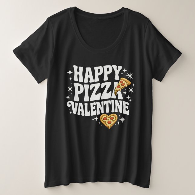 Camiseta Happy Pizza Valentine Funny Pizza Love Design (Frente do Design)