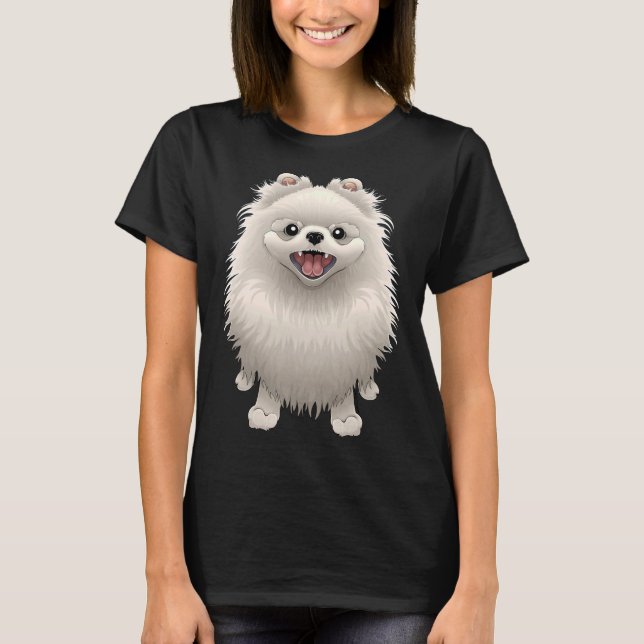 Camiseta Happy Pomeranian (White Fur Version) (Frente)