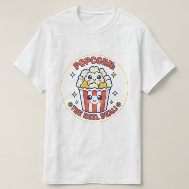 Camiseta Happy Popcorn Movie Lover Graphic (Frente do Design)