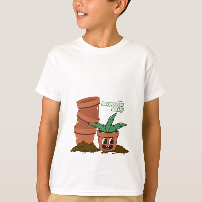 Camiseta Happy Pot & Soil Garden Humor Dirt Happens Pun (Frente)