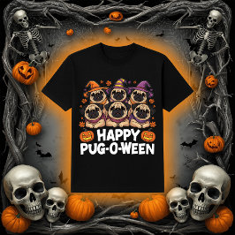 Camiseta Happy Pug-O-Ween | Caninos Adoráveis de Halloween