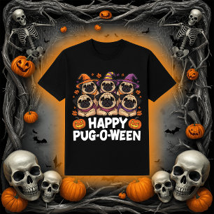 Camiseta Happy Pug-O-Ween   Caninos Adoráveis de Halloween