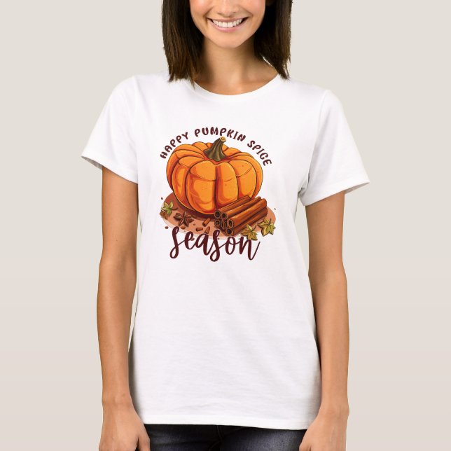 Camiseta Happy Pumpkin Spice Season - Cozy Autumn Vibes (Frente)