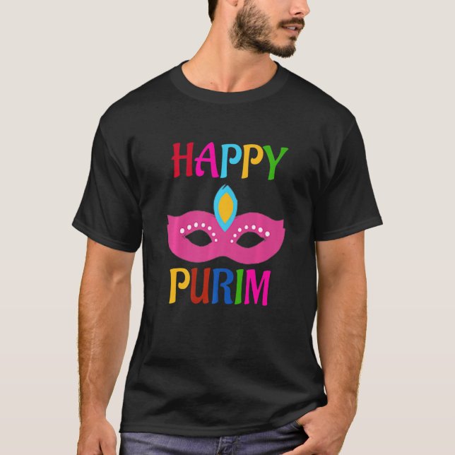 Camiseta Happy Purim Mask (Frente)