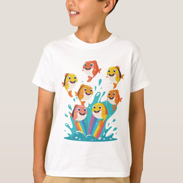 Camiseta Happy Rainbow Fish Kids Tee (Frente)