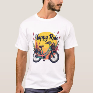 Camiseta "Happy Ride" - Bicicleta de Vintage