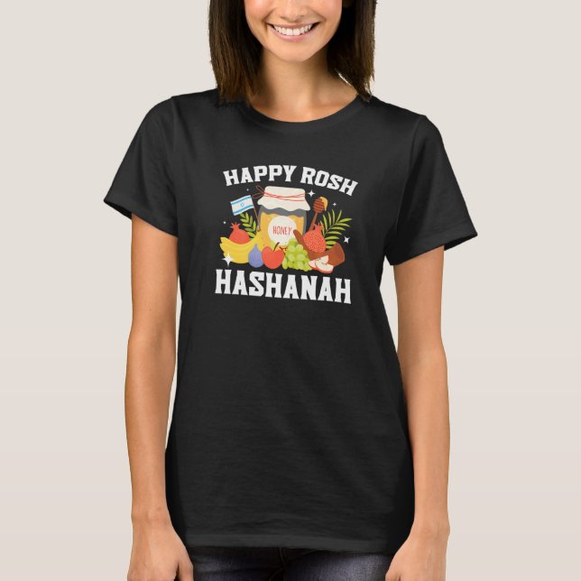Camiseta Happy Rosh Hashanah Shofar Jews Holiday Jewish New (Frente)