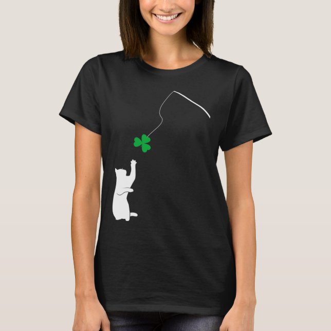 Camiseta Happy Saint Patrick s Day Shamrock Cat Shamrock Ki (Frente)