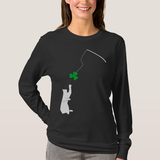 Camiseta Happy Saint Patrick s Day Shamrock Cat Shamrock Ki (Frente)