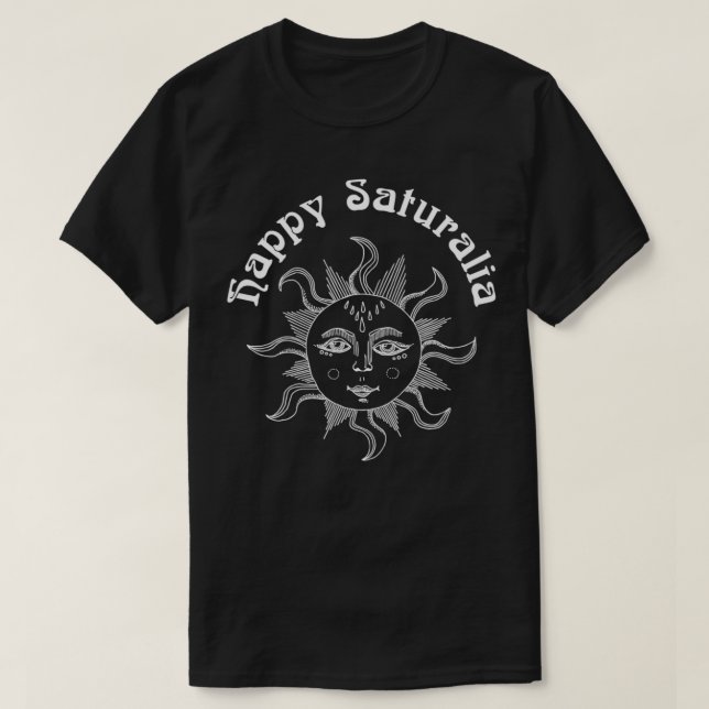 Camiseta Happy Saturnalia Sun Face Pagan Winter Holiday Hip (Frente do Design)