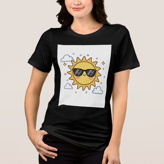 Camiseta Happy Smiling Sun Cartoon - Minimalist Kawaii Suns (Frente)
