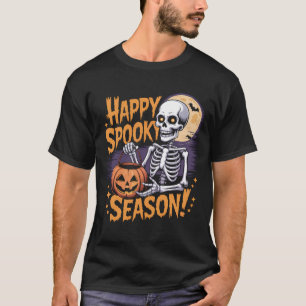 Camiseta Happy Spooky Season Skeleton Art