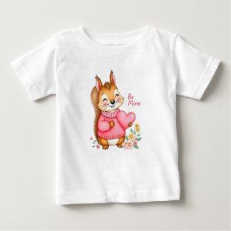 Camiseta Happy Squirrel With Pink Sweater Hold A Heart