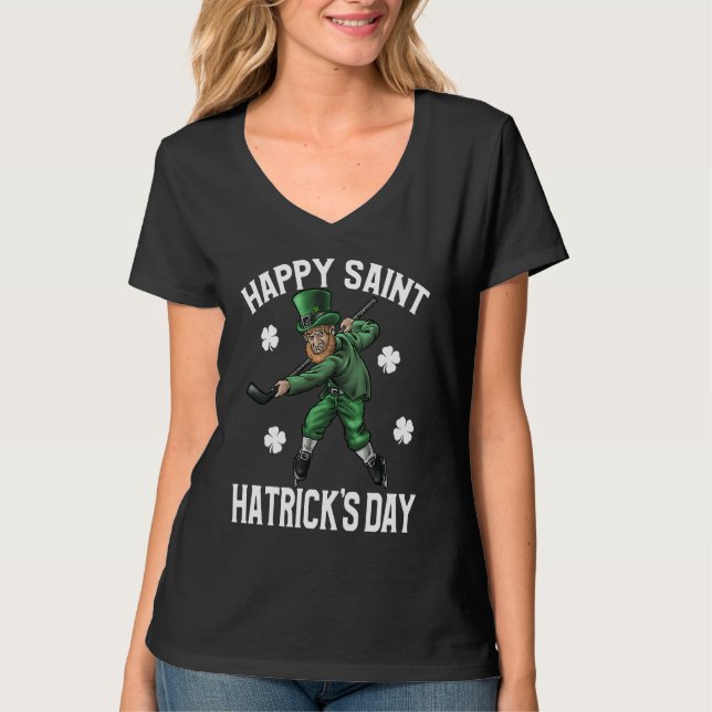 Camiseta Happy St Hatrick's Day St Patrick's Day Hockey (Frente)