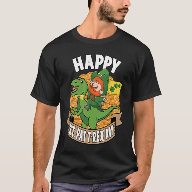 Camiseta Happy St Pat Rex Day Dino St Patricks Dinosaur Boy (Frente)