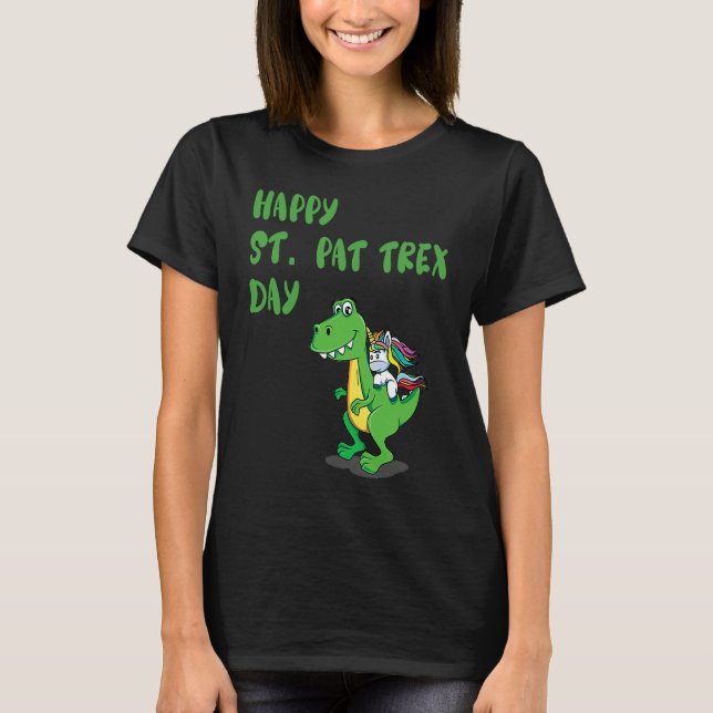 Camiseta Happy St Pat Rex Day Dinosaur (Frente)