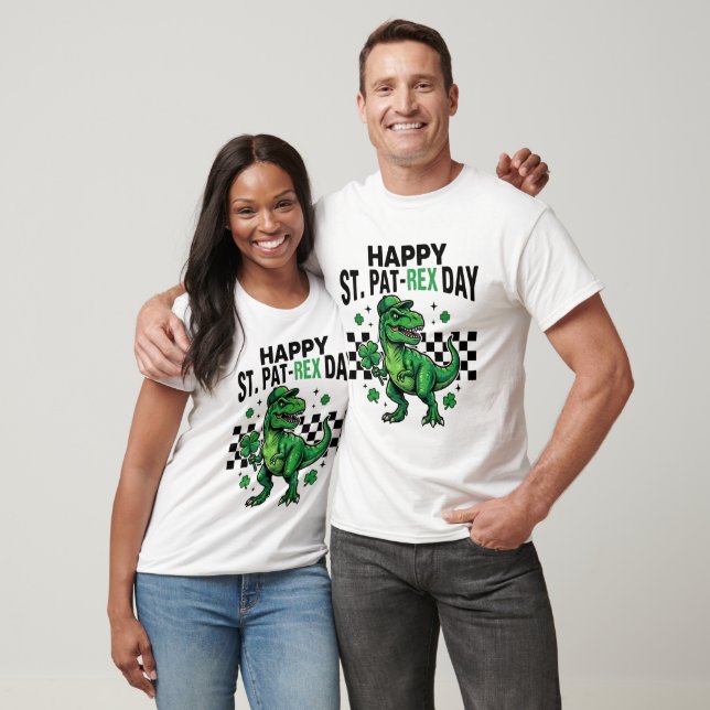 Camiseta Happy St Pat-Rex Day Dinosaur Party (Unissex)