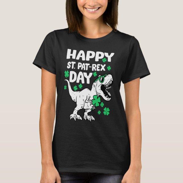Camiseta Happy St Pat Rex Day Dinosaur St Patricks Day Iris (Frente)