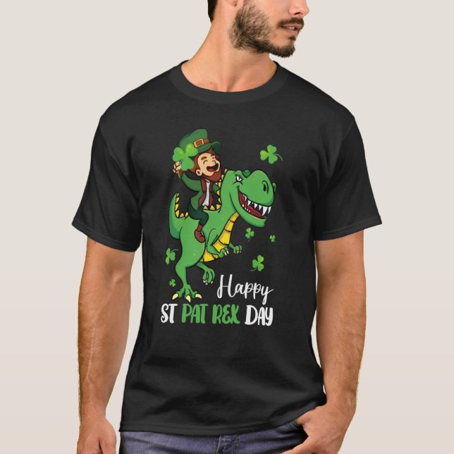 Camiseta Happy St Pat Rex Day Leprechaun Dinosaur St Patric (Frente)