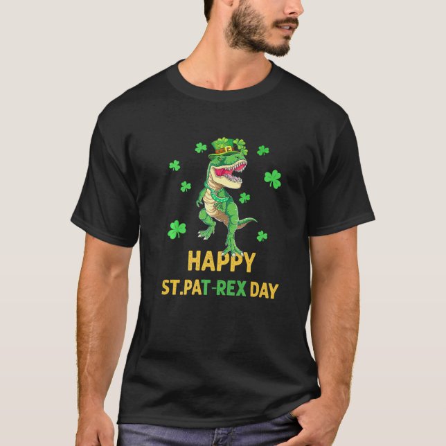 Camiseta Happy St PaT-Rex Dinosaur Saint Patrick's Day For  (Frente)