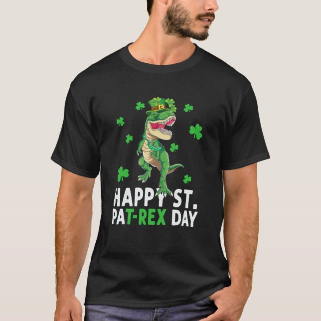 Camiseta Happy St Pat Rex Saint Patrick's Day Dinosaur Boys (Frente)