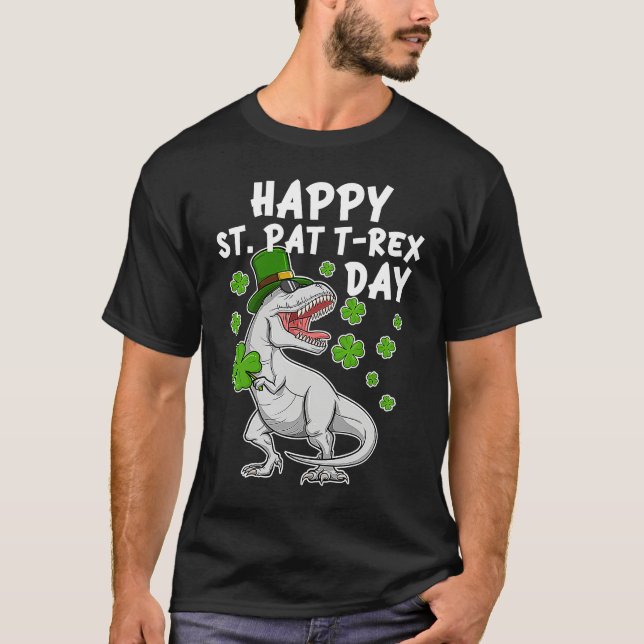 Camiseta Happy St Pat T Rex Day  Kids St Patricks Day Dinos (Frente)